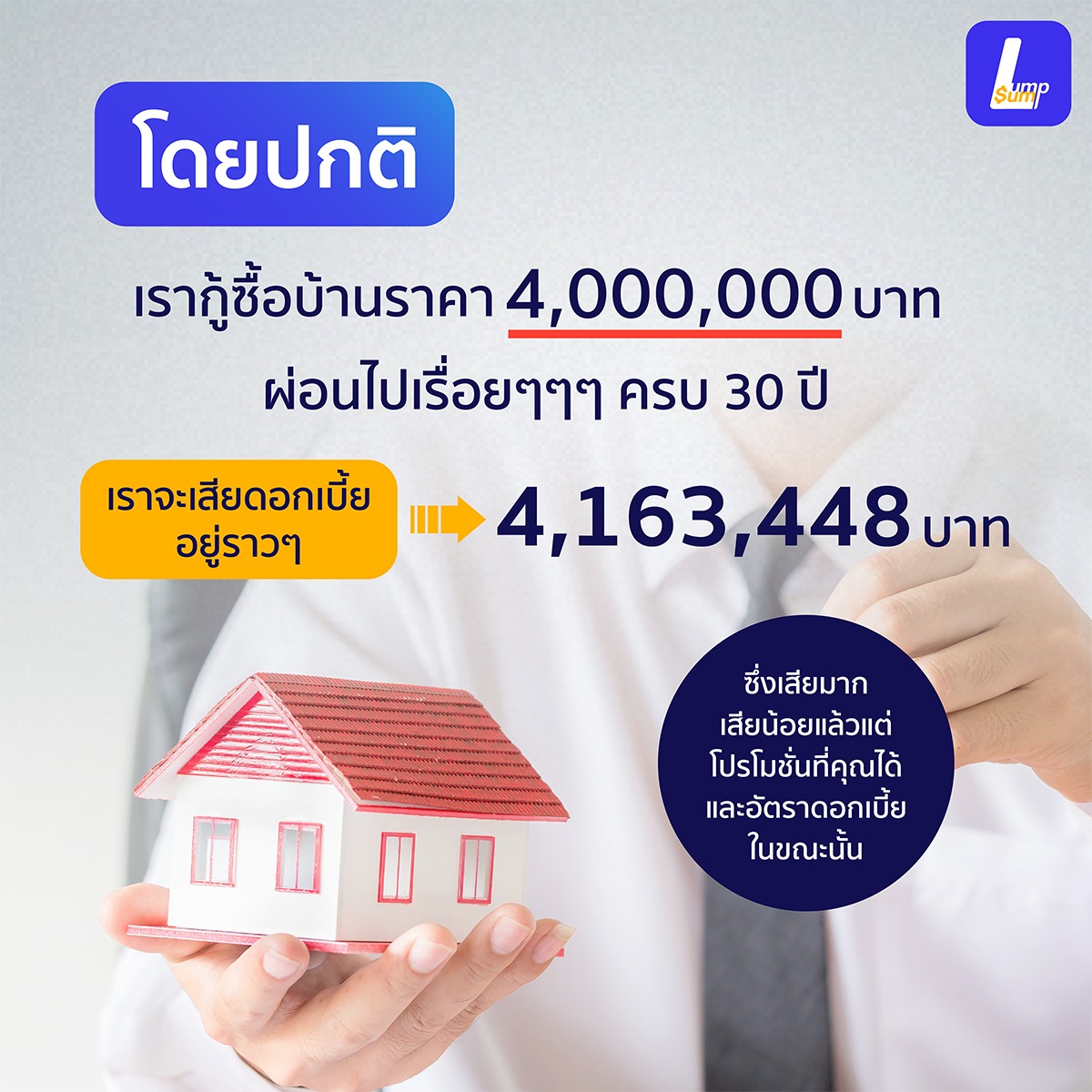 ดอกเบี้ยถูกลง 1% ประหยัดหนี้บ้านไปเป็น "ล้าน" ถ้ากู้ซื้อบ้านราคา 4 ล้าน