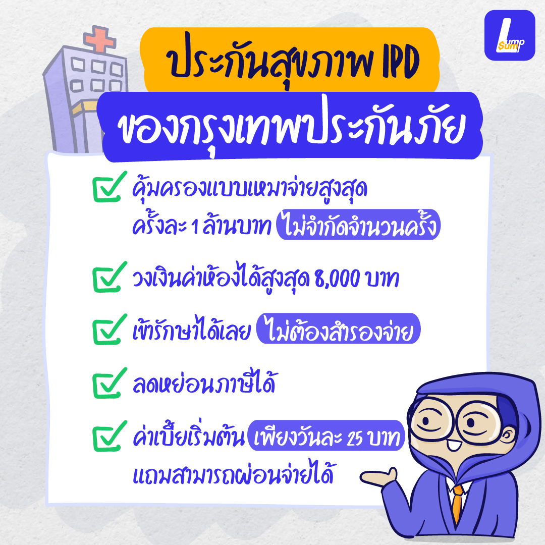 ประกันสุขภาพ IPD จากกรุงเทพประกันภัย แอดมิดบ่อยไม่กระทบเงินเก็บ แค่มีประกันสุขภาพ IPD